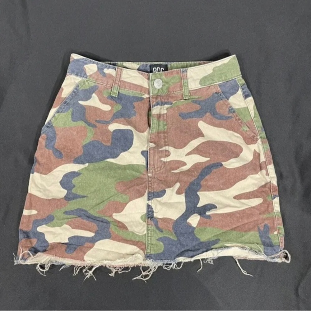BDG Camo Mini Skirt in Green, Brown, Tan